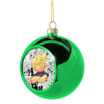 Dennis the Menace, Green Christmas tree ornament ball 8cm