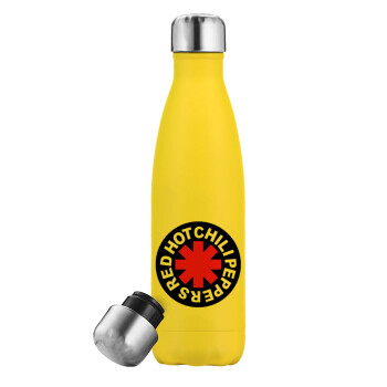 Red Hot Chili Peppers, Yellow Stainless Steel Metallic Thermos, double-walled, 500ml