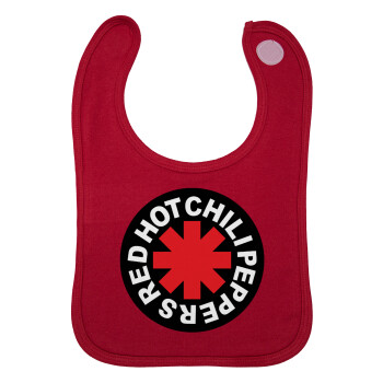 Red Hot Chili Peppers, Σαλιάρα με Σκρατς Κόκκινη 100% Organic Cotton (0-18 months)