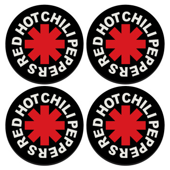Red Hot Chili Peppers, SET of 4 round wooden coasters (9cm)