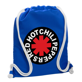 Red Hot Chili Peppers, Τσάντα πλάτης πουγκί GYMBAG Μπλε, με τσέπη (40x48cm) & χονδρά κορδόνια