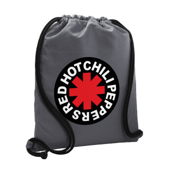 Red Hot Chili Peppers, Backpack pouch GYMBAG GREY, with pocket (40x48cm) & thick cords