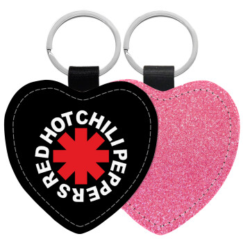 Red Hot Chili Peppers, Μπρελόκ PU δερμάτινο glitter καρδιά ΡΟΖ