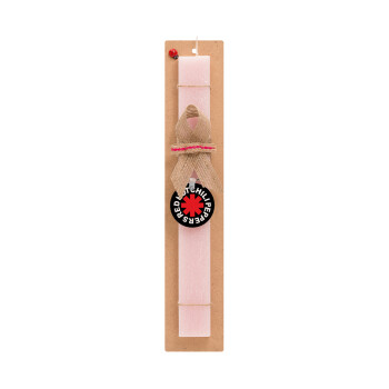 Red Hot Chili Peppers, Easter Set, wooden keychain & scented flat Easter candle (30cm) (PINK)