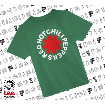 Red Hot Chili Peppers, Άνετο παιδικό T-Shirt ΠΡΑΣΙΝΟ από 100% βαμβάκι, για κάθε μέρα. Vegan & OEKO-TEX πιστοποιημένο.