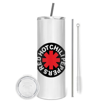 Red Hot Chili Peppers, Eco friendly stainless steel tumbler 600ml, with metal straw & cleaning brush