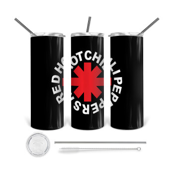 Red Hot Chili Peppers, 360 Eco friendly stainless steel tumbler 600ml, with metal straw & cleaning brush