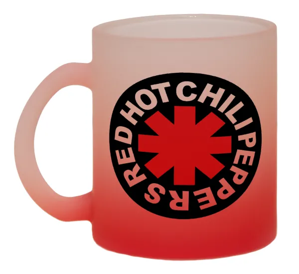 Red Hot Chili Peppers — Two-tone glass mug with matte red base, 330ml