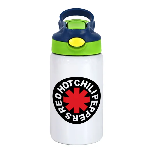 Red Hot Chili Peppers — Παιδικό παγούρι θερμό, ανοξείδωτο, με καλαμάκι ασφαλείας, πράσινο/μπλε (350ml)