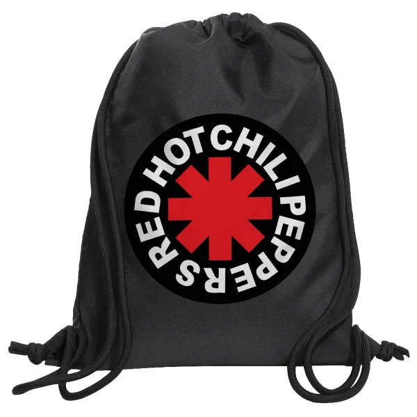 Red Hot Chili Peppers — Τσάντα πλάτης πουγκί GYMBAG Μαύρη, με τσέπη (40x48cm) & χονδρά κορδόνια