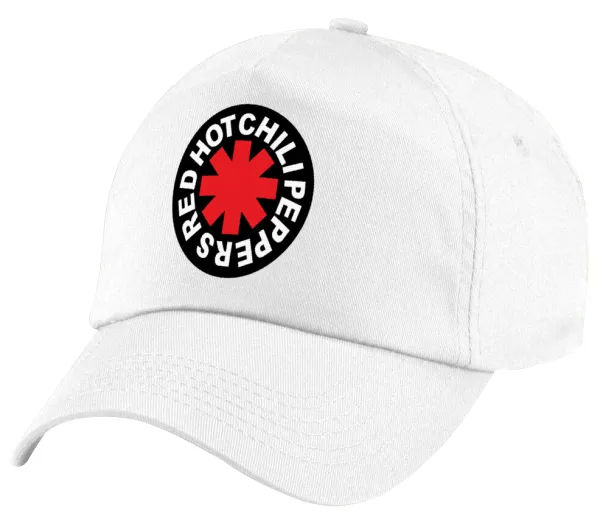 Red Hot Chili Peppers — Πεντάφυλλο καπέλο Λευκό, 100% Βαμβακερό (Twill), με ρύθμιση, unisex