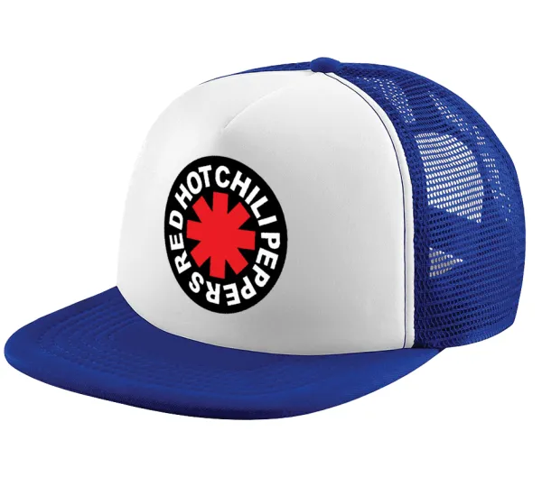 Red Hot Chili Peppers — Adult Soft Trucker Hat with Blue/White Mesh (POLYESTER, ADULT, UNISEX, ONE SIZE)
