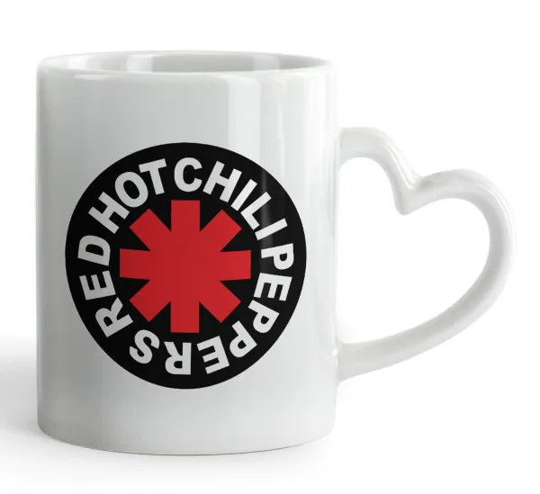 Red Hot Chili Peppers — Κούπα καρδιά χερούλι λευκή, κεραμική, 330ml