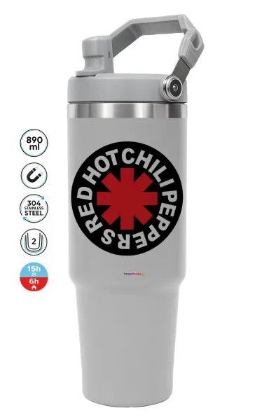 Red Hot Chili Peppers — ΓΚΡΙ Travel Tumbler Θερμός με χερούλι και καλαμάκι 890ml