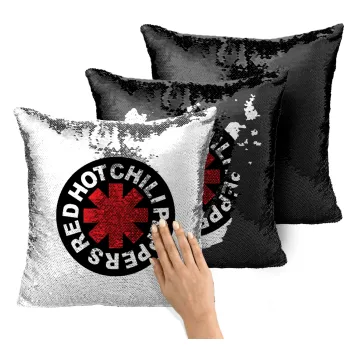 Red Hot Chili Peppers, Μαξιλάρι καναπέ Μαγικό Μαύρο με πούλιες 40x40cm περιέχεται το γέμισμα