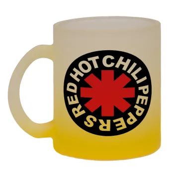 Red Hot Chili Peppers, Κούπα γυάλινη δίχρωμη με βάση το κίτρινο ματ, 330ml