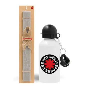 Red Hot Chili Peppers, Easter Set, metallic aluminum water bottle (500ml) & aromatic flat Easter candle (30cm) (GRAY)