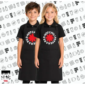 Red Hot Chili Peppers, Μαύρη ΠΑΙΔΙΚΗ Ποδιά μακριά Σεφ ολόσωμη με τσέπες