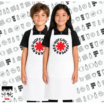 Red Hot Chili Peppers, Λευκή ΠΑΙΔΙΚΗ Ποδιά μακριά Σεφ ολόσωμη με τσέπες