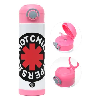 Red Hot Chili Peppers, Παιδικό παγούρι θερμό, ανοξείδωτο, με καλαμάκι ασφαλείας, ΡΟΖ (500ml)