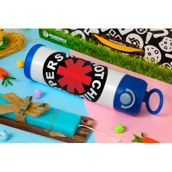 Red Hot Chili Peppers, Πασχαλινή Λαμπάδα με Παιδικό παγούρι θερμό, ανοξείδωτο, με καλαμάκι ασφαλείας, ΜΠΛΕ (500ml)