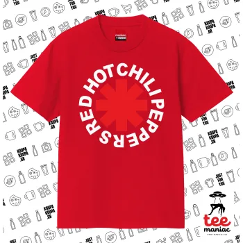 Red Hot Chili Peppers, Κλασικό T-Shirt, διπλής ραφής, χωρίς πλευρικές ραφές ΚΟΚΚΙΝΟ από 100% βαμβάκι. Vegan & OEKO-TEX πιστοποιημένο.