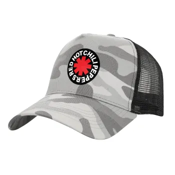 Red Hot Chili Peppers, Adult Structured Trucker Hat, with Mesh, (Camouflage) Army Camo (100% COTTON, ADULT, UNISEX, ONE SIZE)