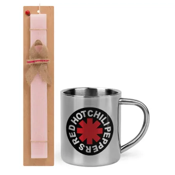 Red Hot Chili Peppers, Easter Set, metallic thermal cup (300ml) & aromatic flat Easter candle (30cm) (PINK)
