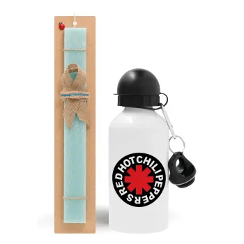 Red Hot Chili Peppers, Easter Set, metallic aluminum water bottle (500ml) & scented flat candle (30cm) (TURQUOISE)