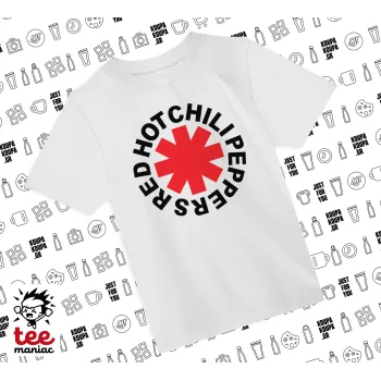 Red Hot Chili Peppers, Άνετο παιδικό T-Shirt ΛΕΥΚΟ από 100% βαμβάκι, για κάθε μέρα. Vegan & OEKO-TEX πιστοποιημένο.
