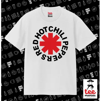 Red Hot Chili Peppers, Κλασικό T-Shirt, διπλής ραφής, χωρίς πλευρικές ραφές ΛΕΥΚΟ από 100% βαμβάκι. Vegan & OEKO-TEX πιστοποιημένο.