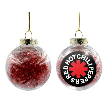 Red Hot Chili Peppers, Transparent Christmas tree ball ornament with red filling 8cm