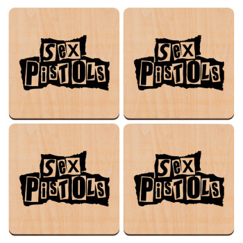 Sex Pistols, ΣΕΤ x4 Σουβέρ ξύλινα τετράγωνα plywood (9cm)