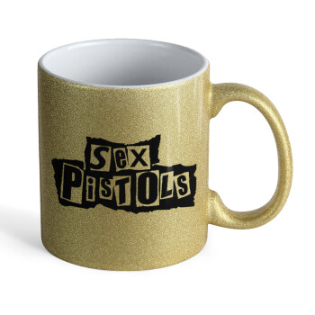 Sex Pistols, Κούπα Χρυσή Glitter που γυαλίζει, κεραμική, 330ml