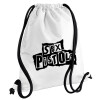 Sex Pistols, Τσάντα πλάτης πουγκί GYMBAG λευκή, με τσέπη (40x48cm) & χονδρά κορδόνια