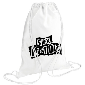 Sex Pistols, Τσάντα πλάτης πουγκί GYMBAG λευκή (28x40cm)