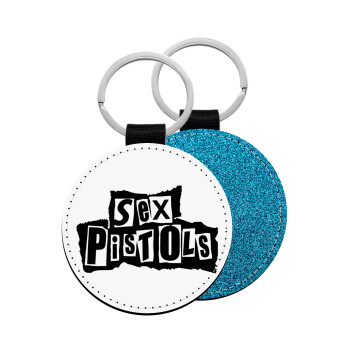 Sex Pistols, Μπρελόκ Δερματίνη, στρογγυλό ΜΠΛΕ (5cm)