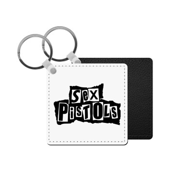 Sex Pistols, Μπρελόκ Δερματίνη, τετράγωνο ΜΑΥΡΟ (5x5cm)
