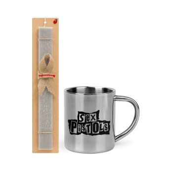 Sex Pistols, Easter Set, metallic thermal cup (300ml) & Easter aromatic flat candle (30cm) (GRAY)