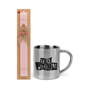 Sex Pistols, Πασχαλινή Λαμπάδα με μεταλλική κούπα θερμό (300ml) & κερί αρωματικό πλακέ (30cm) (ΡΟΖ)