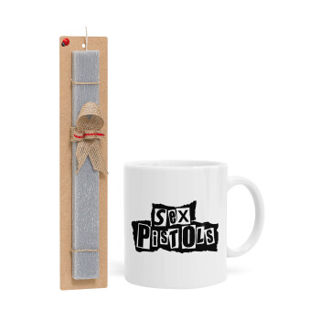 Sex Pistols, Easter Set, Ceramic Cup (330ml) & Easter aromatic flat candle (30cm) (GRAY)