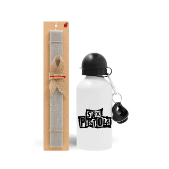Sex Pistols, Easter Set, metallic aluminum water bottle (500ml) & aromatic flat Easter candle (30cm) (GRAY)