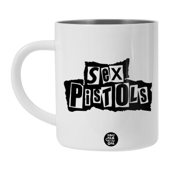 Sex Pistols, Λευκή Ανοξείδωτη Μεταλλική Κούπα 450ml - Διπλού Τοιχώματος 