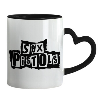 Sex Pistols, Κούπα καρδιά χερούλι μαύρη, κεραμική, 330ml