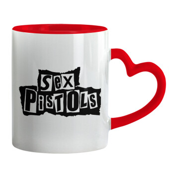 Sex Pistols, Mug heart red handle, ceramic, 330ml