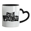 Mug heart black handle, ceramic, 330ml