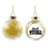 Στολίδι Χριστουγεννιάτικη μπάλα δένδρου διάφανη με χρυσό γέμισμα 8cm