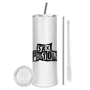 Sex Pistols, Eco friendly ποτήρι θερμό (tumbler) από ανοξείδωτο ατσάλι 600ml, με μεταλλικό καλαμάκι & βούρτσα καθαρισμού