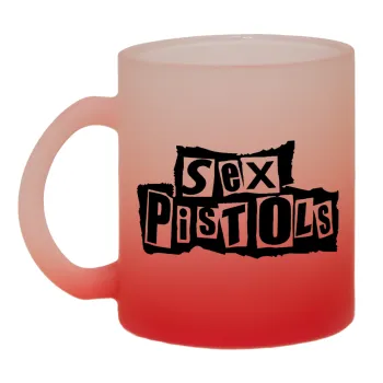 Sex Pistols, Κούπα γυάλινη δίχρωμη με βάση το κόκκινο ματ, 330ml