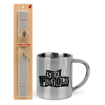 Sex Pistols, Easter Set, metallic thermal cup (300ml) & Easter aromatic flat candle (30cm) (GRAY)